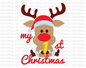 My first Christmas svg Christmas svg Rudolph svg Reindeer svg dxf jpeg cutting files for Silhouette Cameo, Portrait, Curio, Cricut