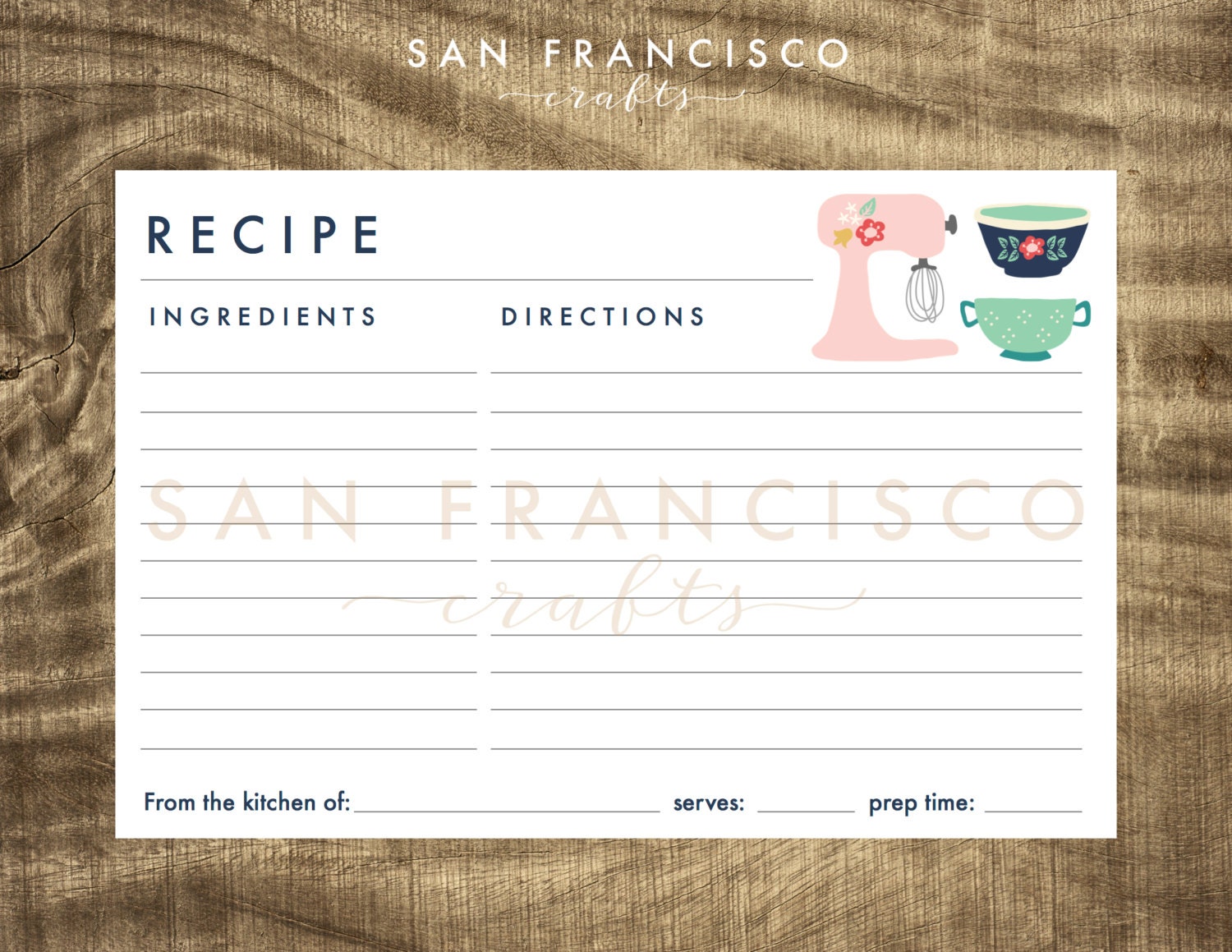 Printable Vintage Kitchen Recipe Cards by SanFranciscoCrafts