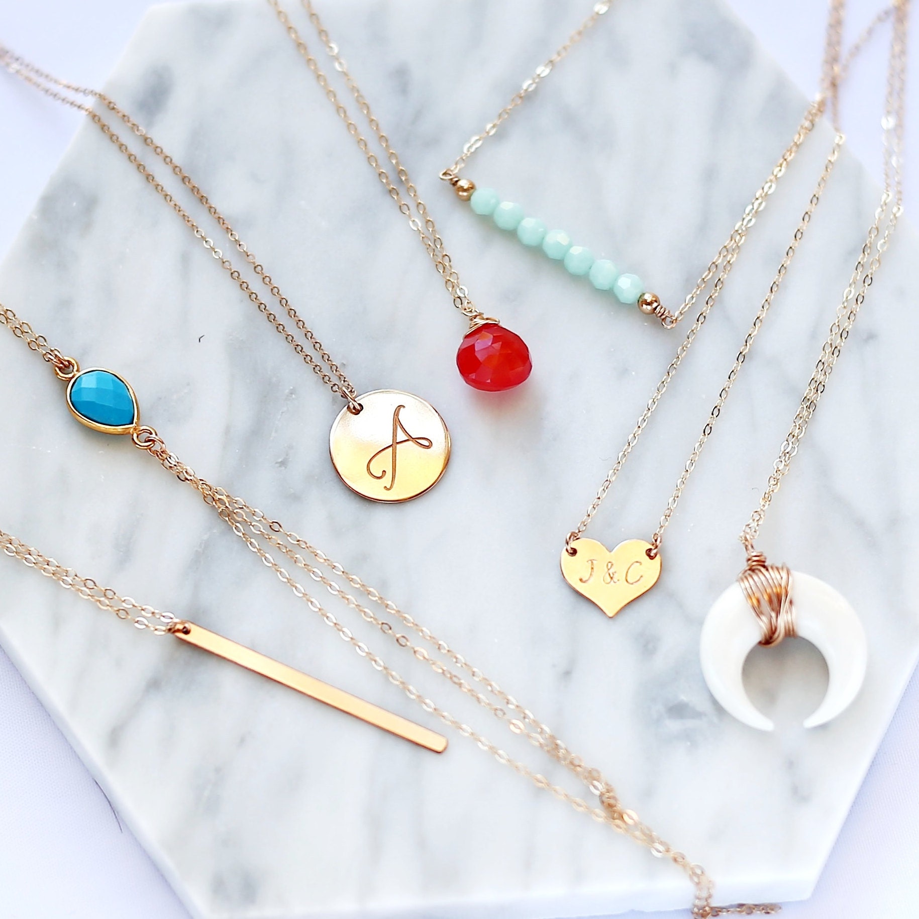 Gold Bar Necklace Personalized & Layering Jewelry by hotmixcold