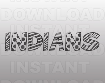 Indians SVG File - Indians Sports SVG File - Varsity SVG - Vector Clip Art - Commercial & Personal Use-Cricut Design Space, Silhouette Cameo