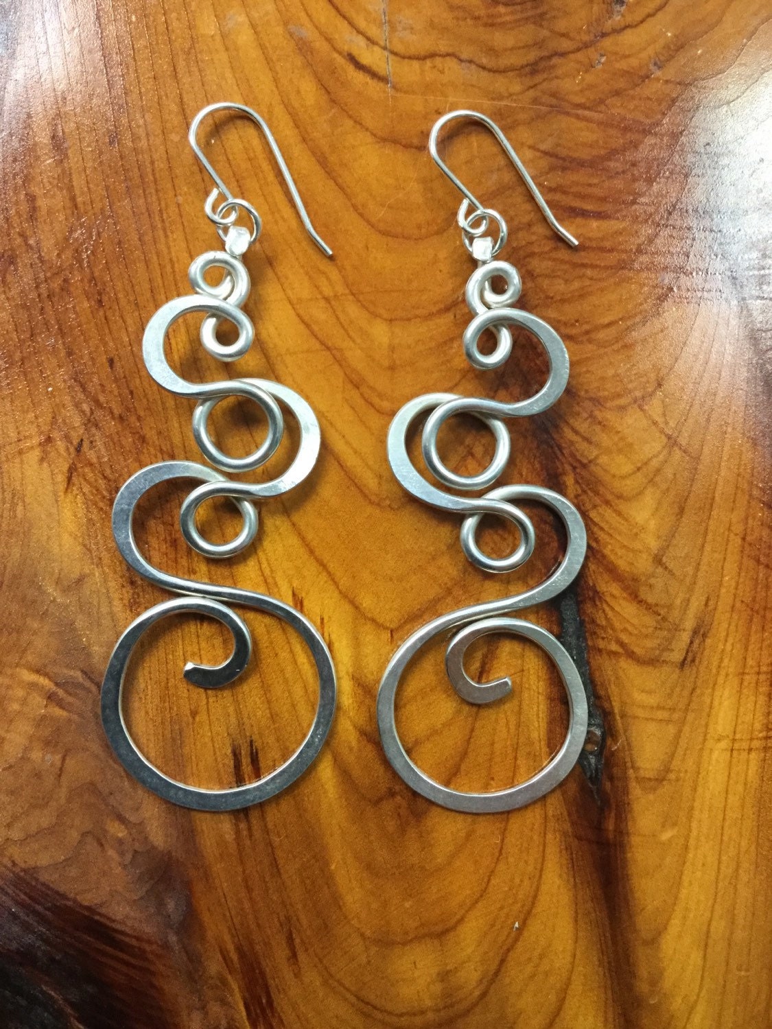 Large Silver Swirl Earrings by SilverTidesJewelry on Etsy