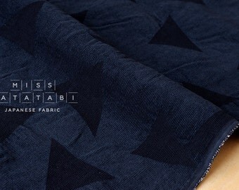Japanese Fabric Kokka Tsumiki Enshuku Corduroy triangles - navy blue - 50cm