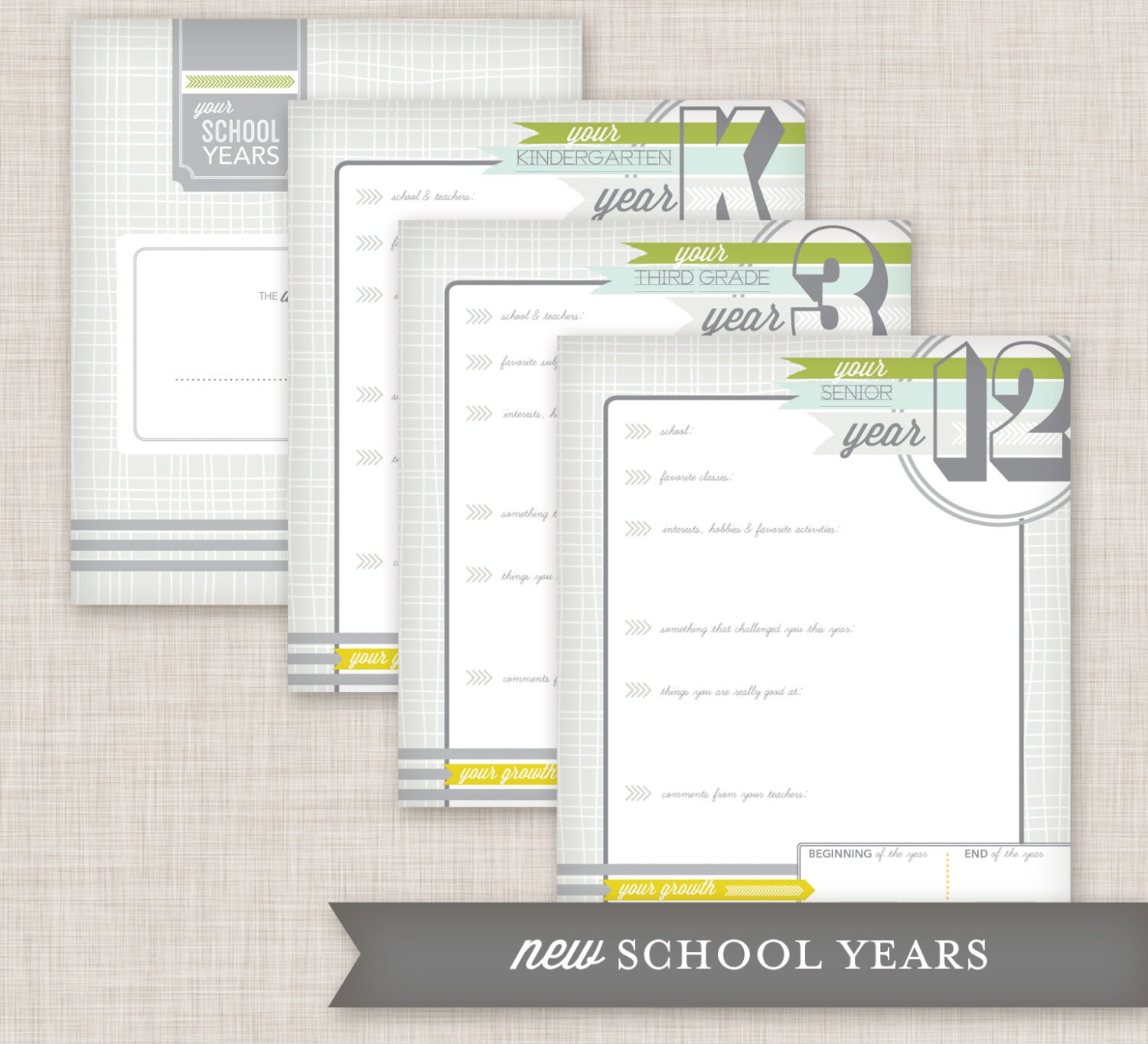 School Years Grades Preschool to 12th Grade by ModernBabyBooksShop