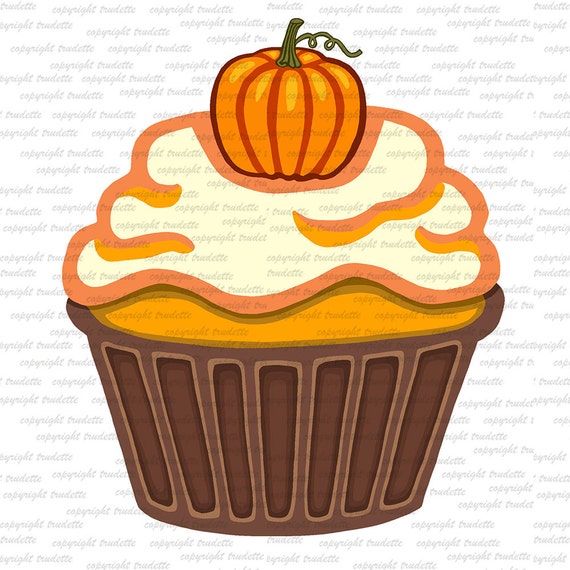 Pumpkin Thanksgiving Halloween Autumn Cupcakes Digital Clip