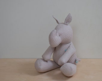 stuffed Rhino doll Waldorf inspired Eco Friendly toy soft stuffed animal baby toddler natural Cream heirloom gift Kids bubynoa Best Friend