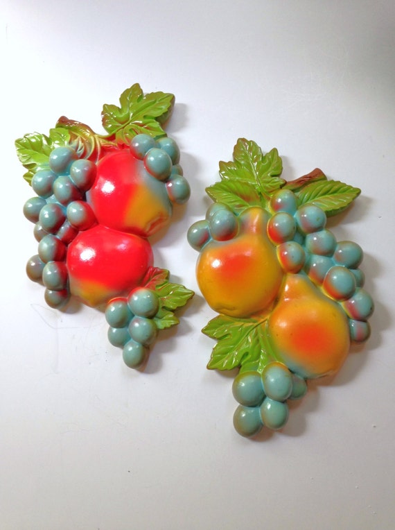 Plaster Fruit VIntage Kitchen Wall Hanging Set
