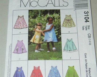 MCalls Girls Jumper Dress Pattern 3104 Size 1 2 3 12655
