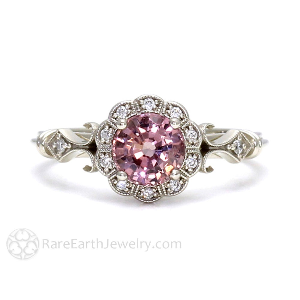 Art Deco Ring Pink Spinel Ring Vintage Engagement Ring