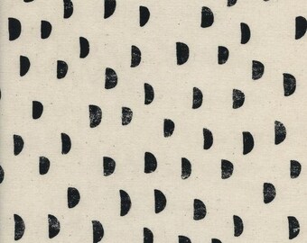 black moon fabric / print shop moons black cotton & steel / quilting fabric / moon quilt fabric / fabric by the yard / quilting cotton