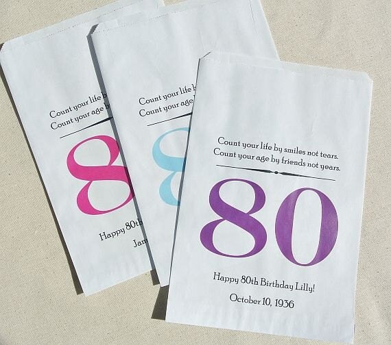 Adult Birthday Favors - Birthday Favor Bags - 80th Birthday - Favor Bags - Candy Bags - 80th Birthday Favor Bags for Adult Birthday Parties Il_570xn