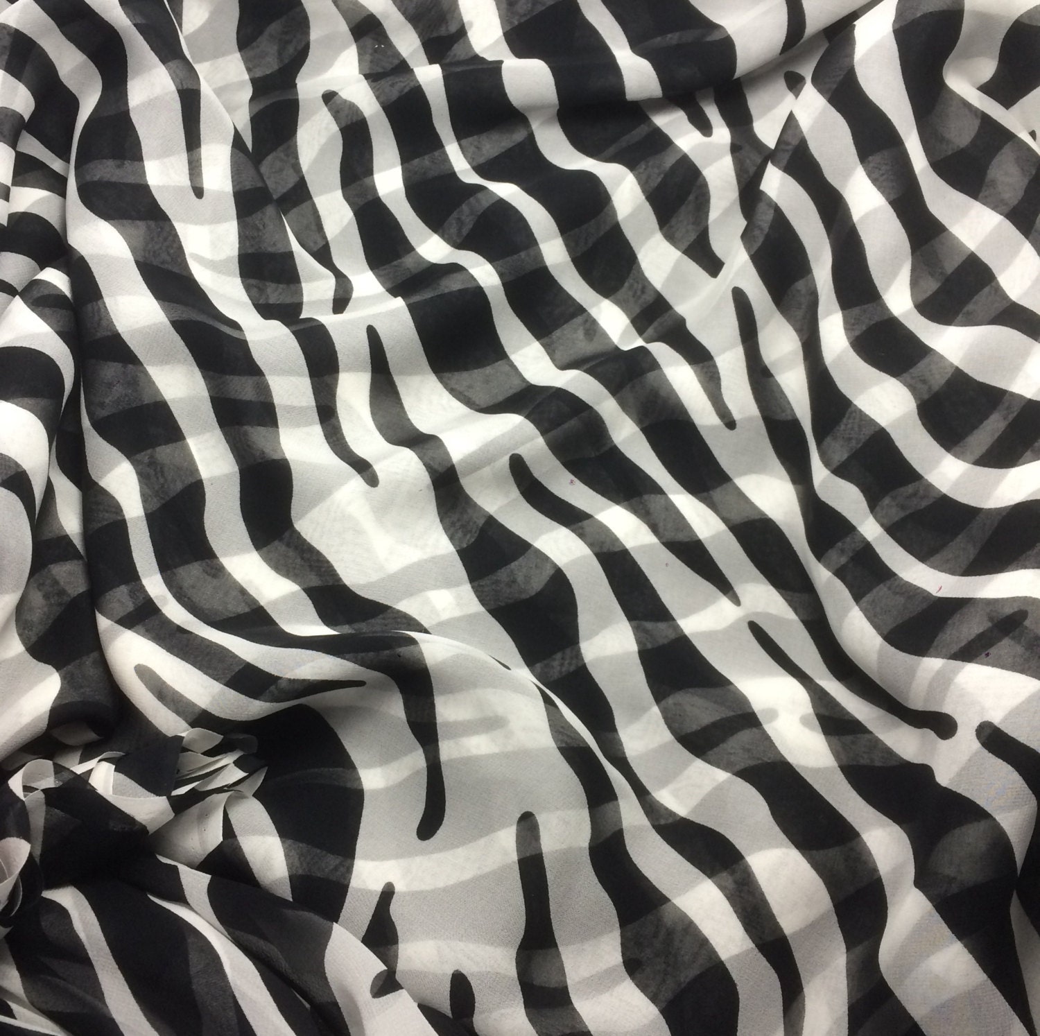 Silk Chiffon Fabric Wavy Zebra Stripes 1/3 Yard by silkfabric