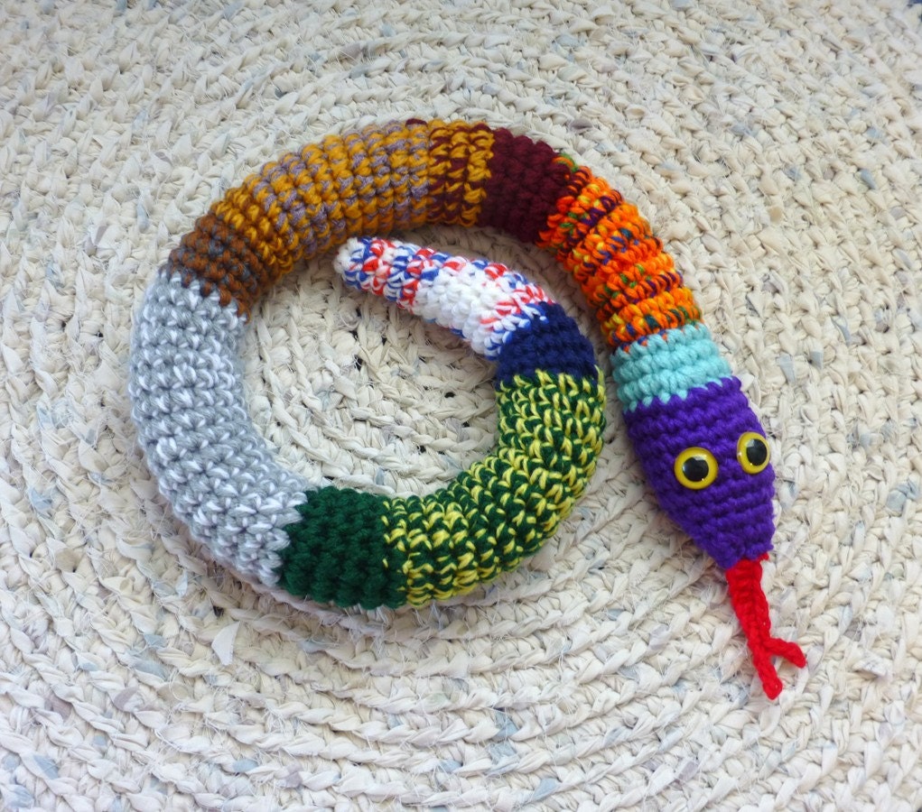 Door Draft Stopper Snake Mixed Colors Crochet Draft Dodger