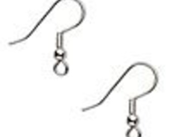 50 stainless steel earwires, 21 mm flat fishook with 3mm ball and 4mm coil with open loop, 21 gauge.