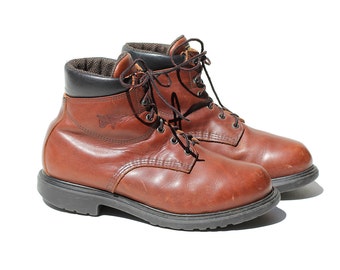 Brick Brown Leather Men's Ankle Boots / size 12.5