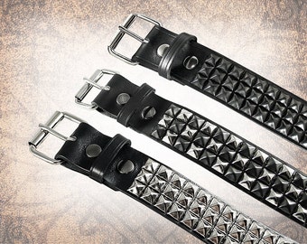 Wide Pyramid Stud Belt - Black/Steel - Studded Leather Belt, Studded Belt, Leather Belt, Mens Leather Belt, Women's Leather Belt, Belt