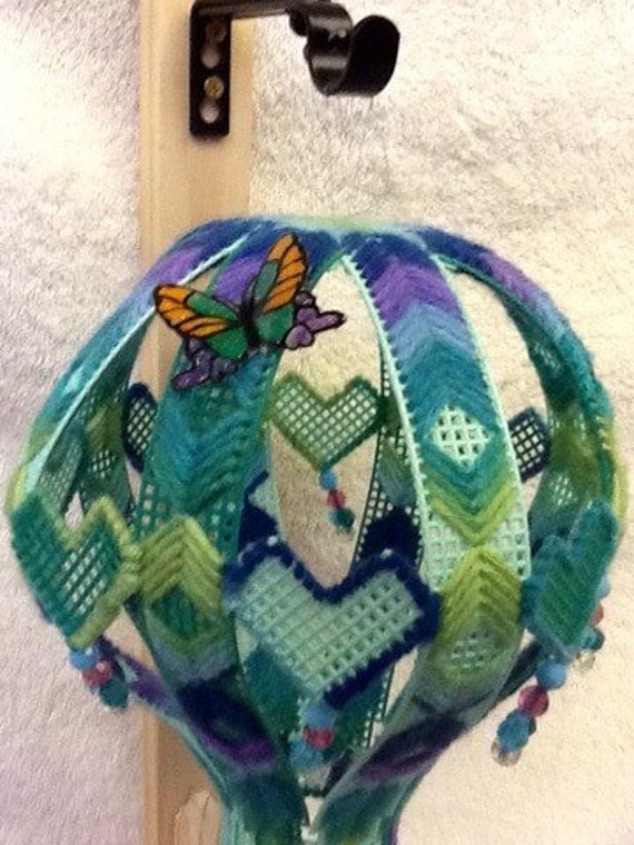 Plastic Canvas Hot air Balloon mobile decoration.