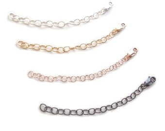 Oxidized Sterling Silver Necklace Extender, Lobster Clasp, 14K Gold fill, 14K Rose Gold fill, Choose 3, 4, 5, or 6 Inch, Quality USA Made