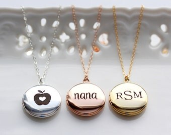 Engraved Locket Necklace - MEDIUM SIZE Personalized Engraved Locket Necklace, Personalized Gift, Custom Locket Necklace, Engraved Locket