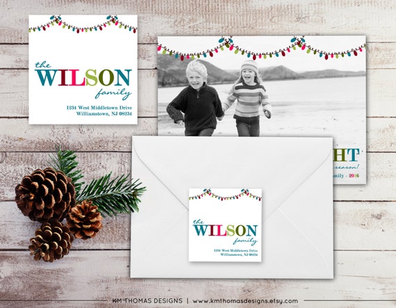Holiday Lights Return Address Label: Square Label - Christmas Return Address Label - Christmas Lights Label - Printable Label - WH101 Il_570xn