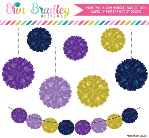 Pom Pom Garland Clipart Graphics Personal & Commerical Use Digital