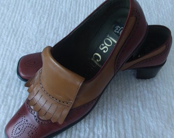 Vintage 60s Los Chicos Chunky Heel Spectator Shoes - MINT - Size 9.5N