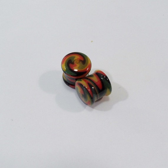 Glass gauges 00g rasta glass plugs 00 gauge red yellow green