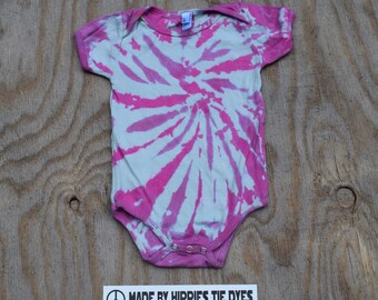 Pinkie Pink Tie Dye Baby Onesie (American Apparel Organic Cotton 18-24 Months 4001ORG) (One of a Kind)