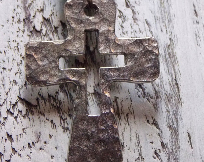 Cross Necklace Boho Cross Necklace Pewter Turquoise Chunky Necklace SemiPrecious Stones Cowgirl Bohemian Western Long Layering Necklace