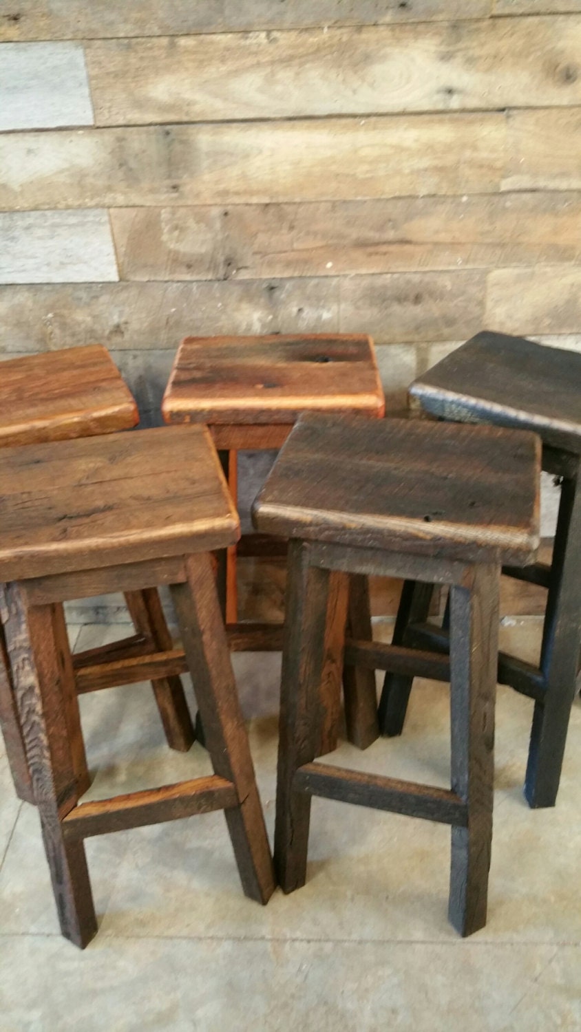 Reclaimed Rectangle Barn Wood Bar Stool Sealed or Painted FREE