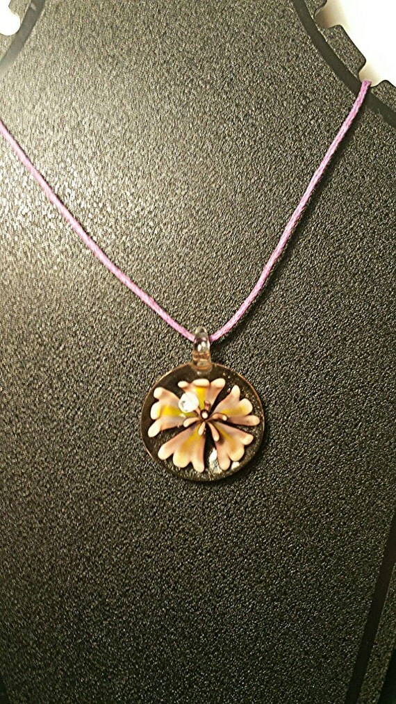 Hemp Necklace/Pendant Necklace/Blown Glass Bead Pendant