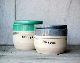 French butter crock - butter keeper - lidded butter dish - ceramic butter dish - butter crock - rustic modern - housewarming gift