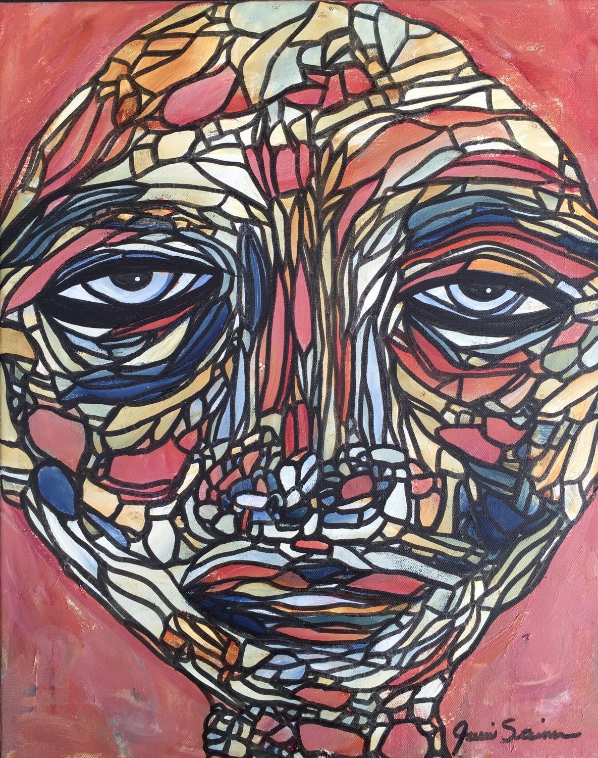 Mosaic Wall Art Abstract Face Painting by Julie Steiner