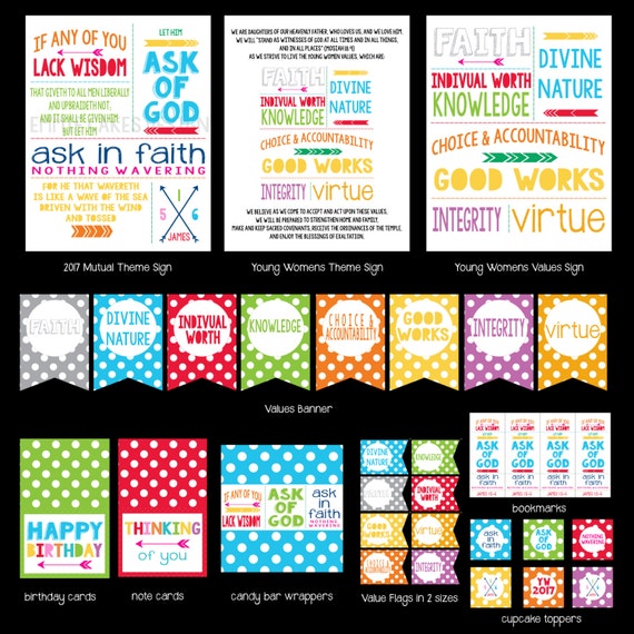 2017 Young Women Theme Printable Kit, LDS Mutual Theme, Ask in Faith ...