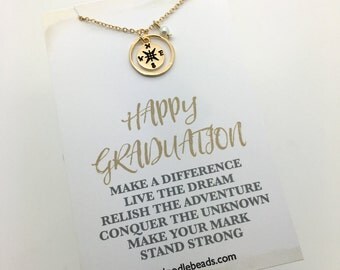 Compass necklace, gold or silver- graduation gift for her, graduate gift, college graduation, choose carded with quote or in a gift box