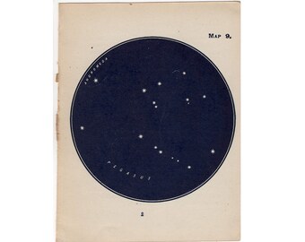 1910 mini constellation figures original antique celestial astronomy print - map 9