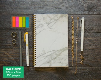 Marble Planner / Weekly / Half-Size / 12 Months / Choose Your Layout (Vertical or Horizontal) / Pick Your Own Starting Month