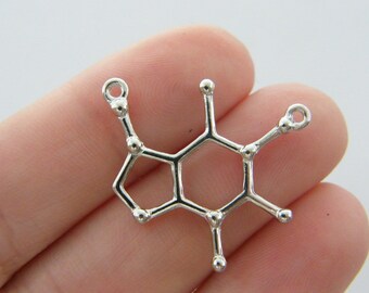 6 Caffeine connector charms silver tone MD63