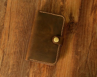 Personalized Vintage distressed genuine leather iPhone SE Case / iPhone SE wallet case cover / Leather iPhone 5 5S wallet case -IPSE05W