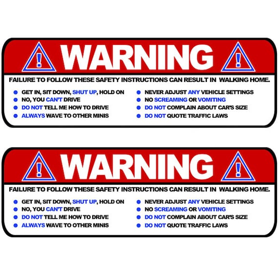 Visor stickers Set Large Funny Safety Instructions for