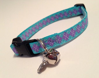 Items similar to Green Argyle Cat Collar on Etsy