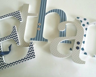 Modern Wooden letters, Navy Blue and Khaki, Tan Nursery Wall Letters, Baby boy, Personalized, Baby Name Wall Art, Classic Bedroom, Decor