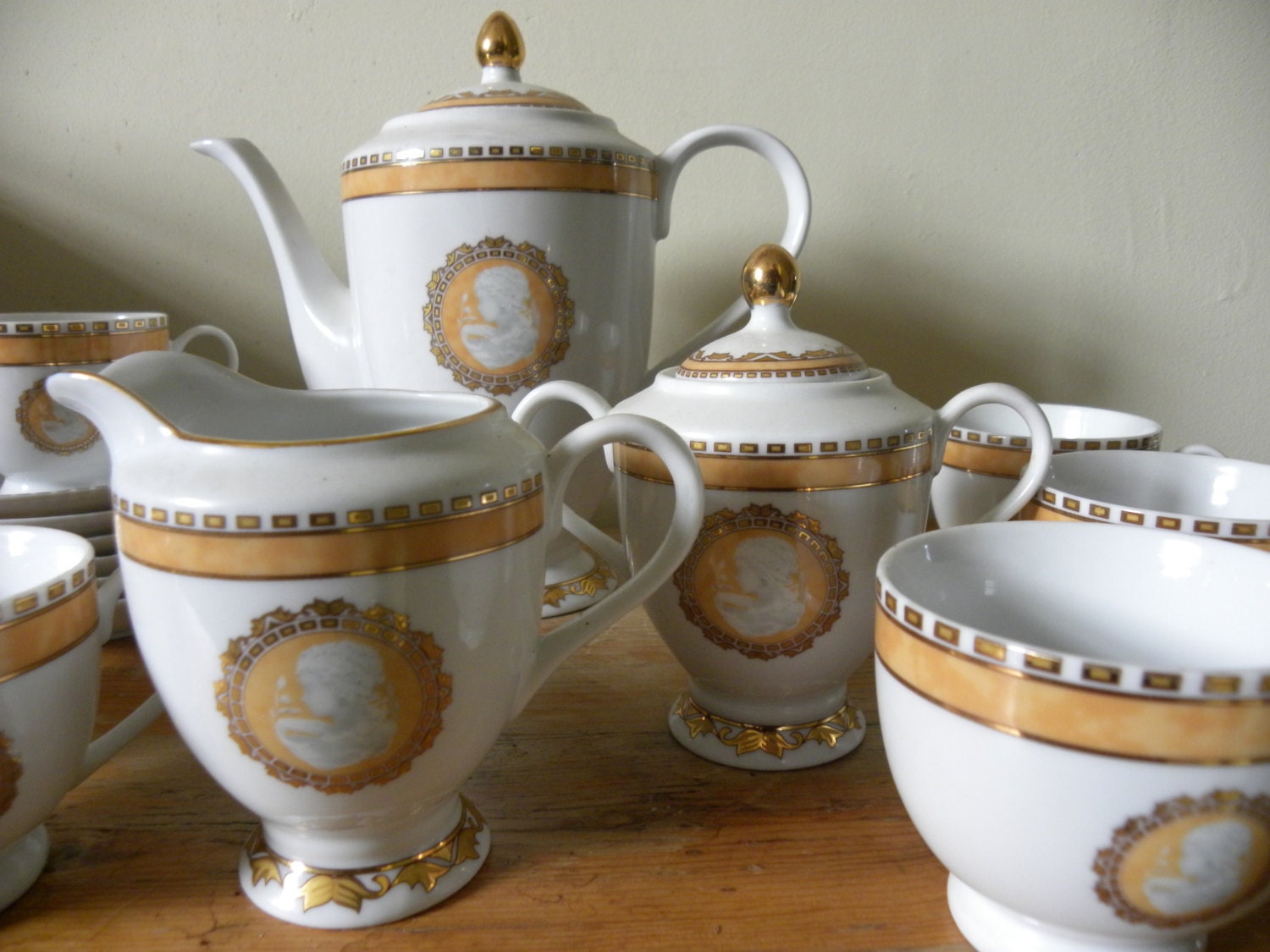 Vintage German Tea set Coffee Set Gold Gild T. by FieldsOfVintage