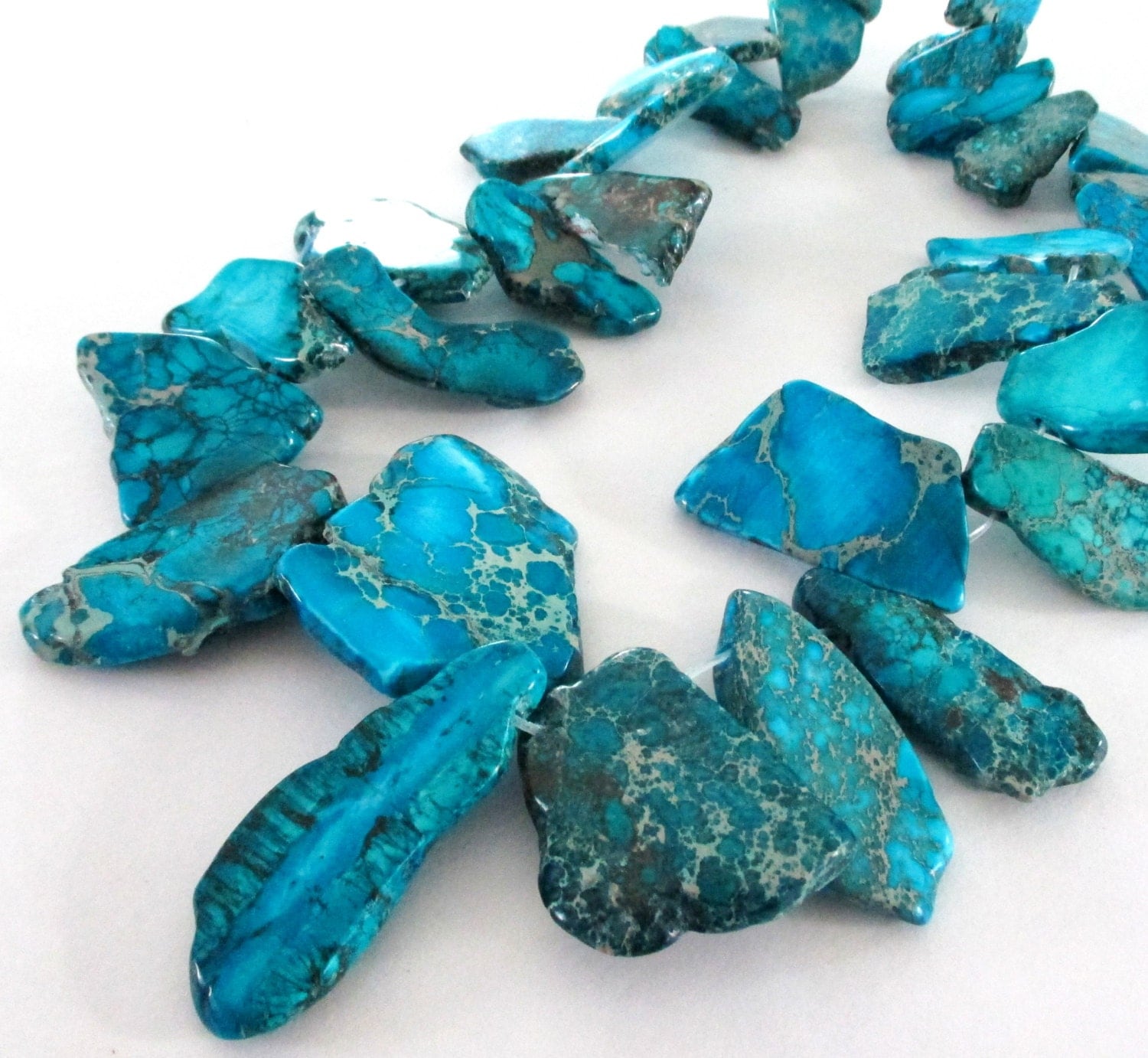 Blue Variscite Slab Beads Blue Jasper Slab Beads Flat