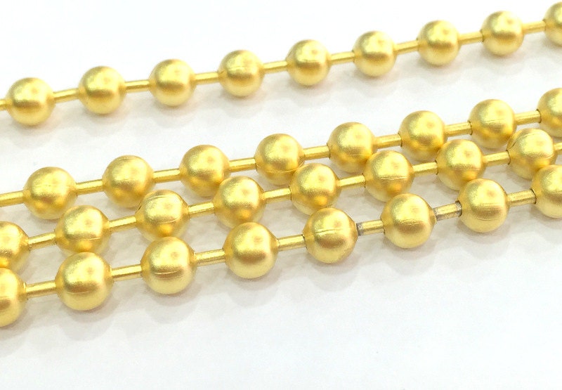 Gold Ball Chain Gold Plated Brass 3.3 ft 1 mt 45 mm