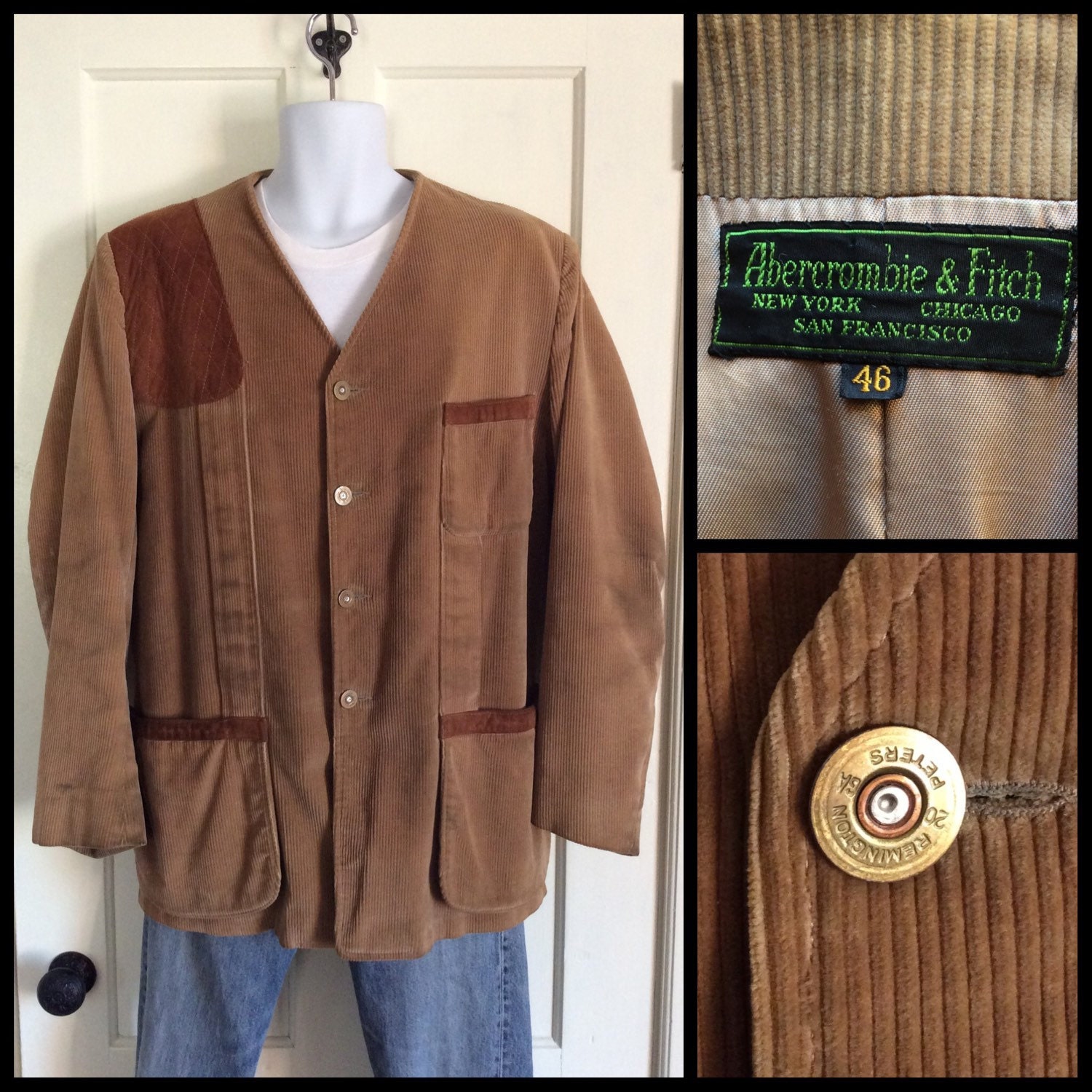 Vintage 1950's Abercrombie and Fitch Corduroy Collarless
