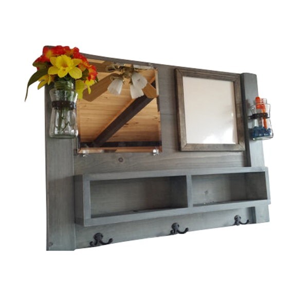 Entryway organizer mail mirror coat rack whiteboard
