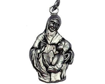 1 1/4" Vintage 1950's Saint Anne Medal, Patron Saint of Mothers, Necklace Pendant