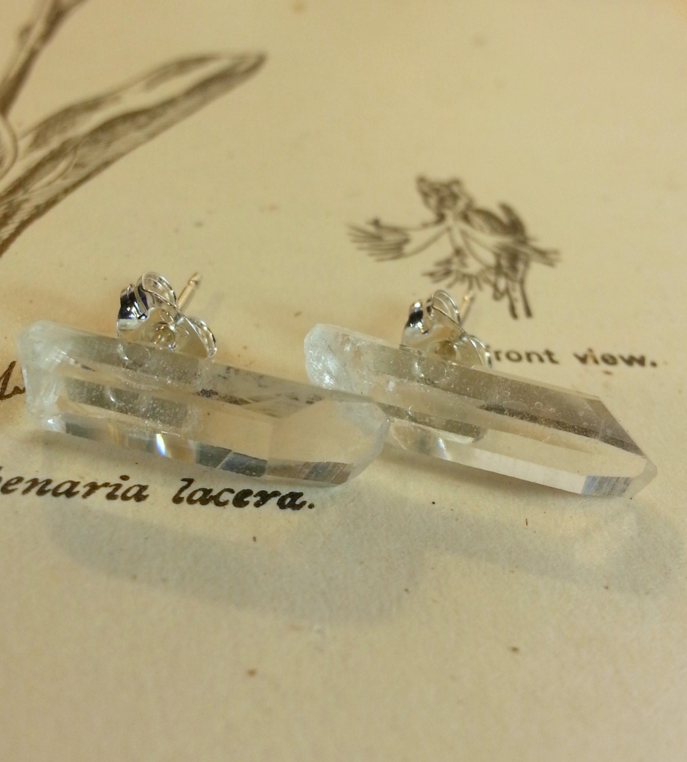 Quartz Crystal Earrings Sterling Silver Studs Crystal Point