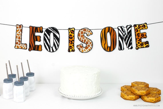 Safari Banner : Handcrafted Custom Phrase Party Decoration | Zoo Party Banner | Jungle Garland | Happy Birthday | Wild Animal Print Sign Il_570xn