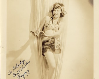 Pretty Young Woman In Unusual RISQUE VAUDEVILLE DRESS Theatrical Pose Photo Circa 1920